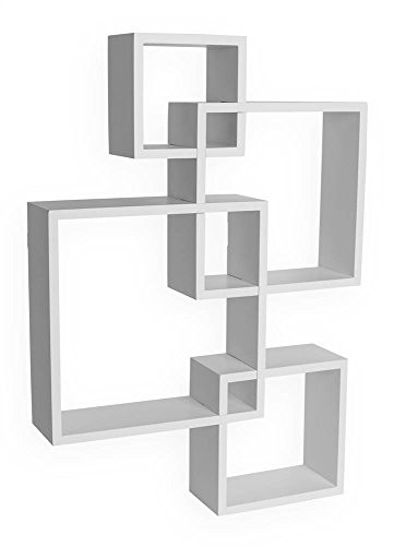 BR1023WH Decorative Wall Mount Floating Intersecting Cube Accent Wall White