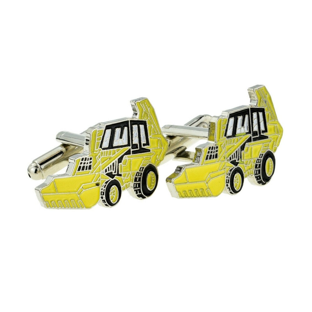 Yellow Digger Construction Builder Cufflinks Presented in a Personalised Box
