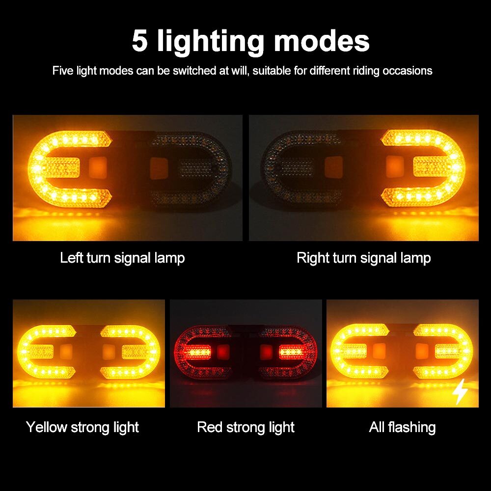 Bike Turn Signals Light Front and Rear Usb Bicycle Tail Light W/ Remote Control