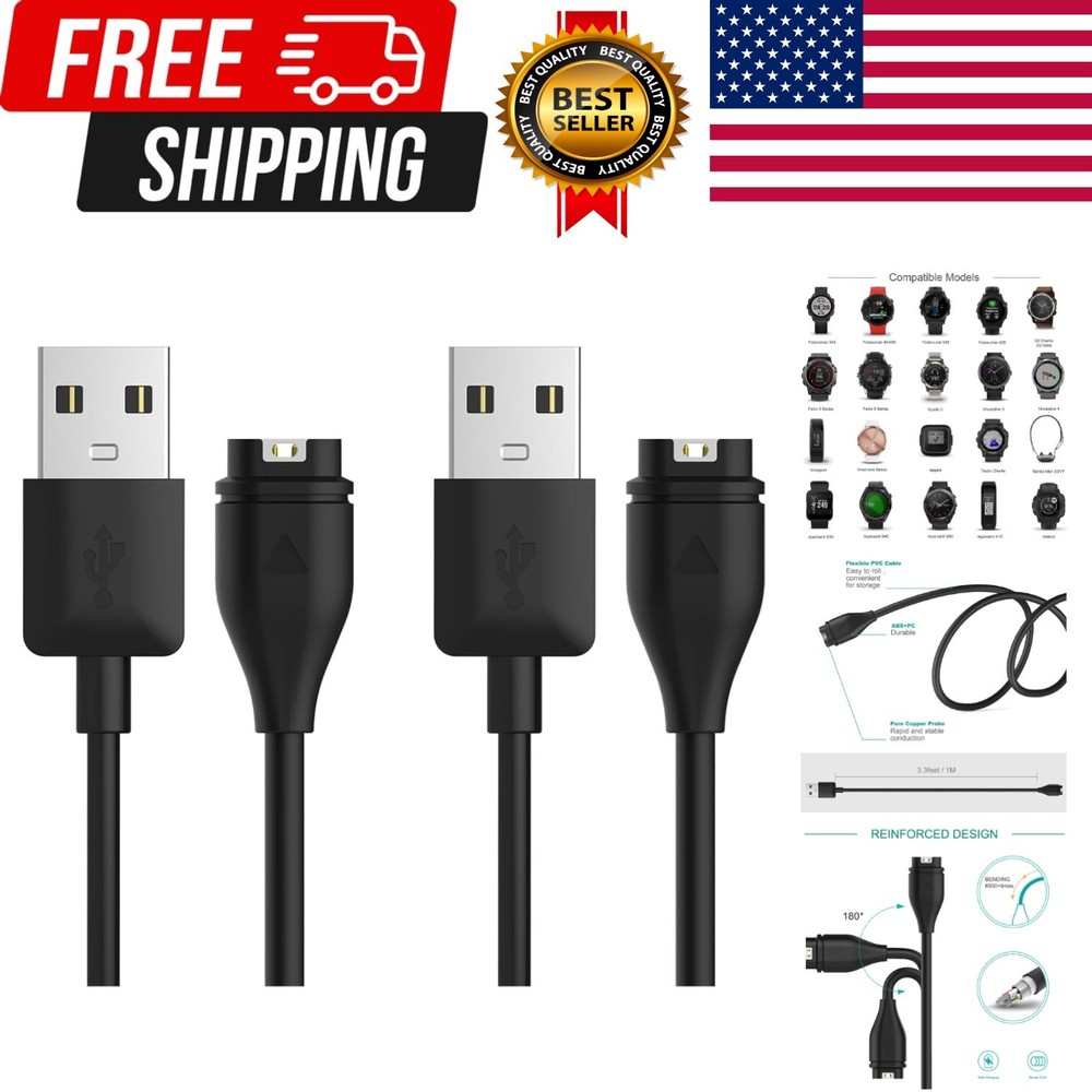Charger Cable Compatible with Grmin Watch - 2 Pack - 1M
