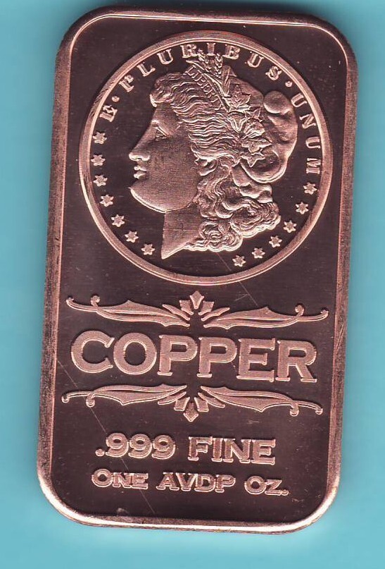 MORGAN DOLLAR  1 oz. Copper  Bar