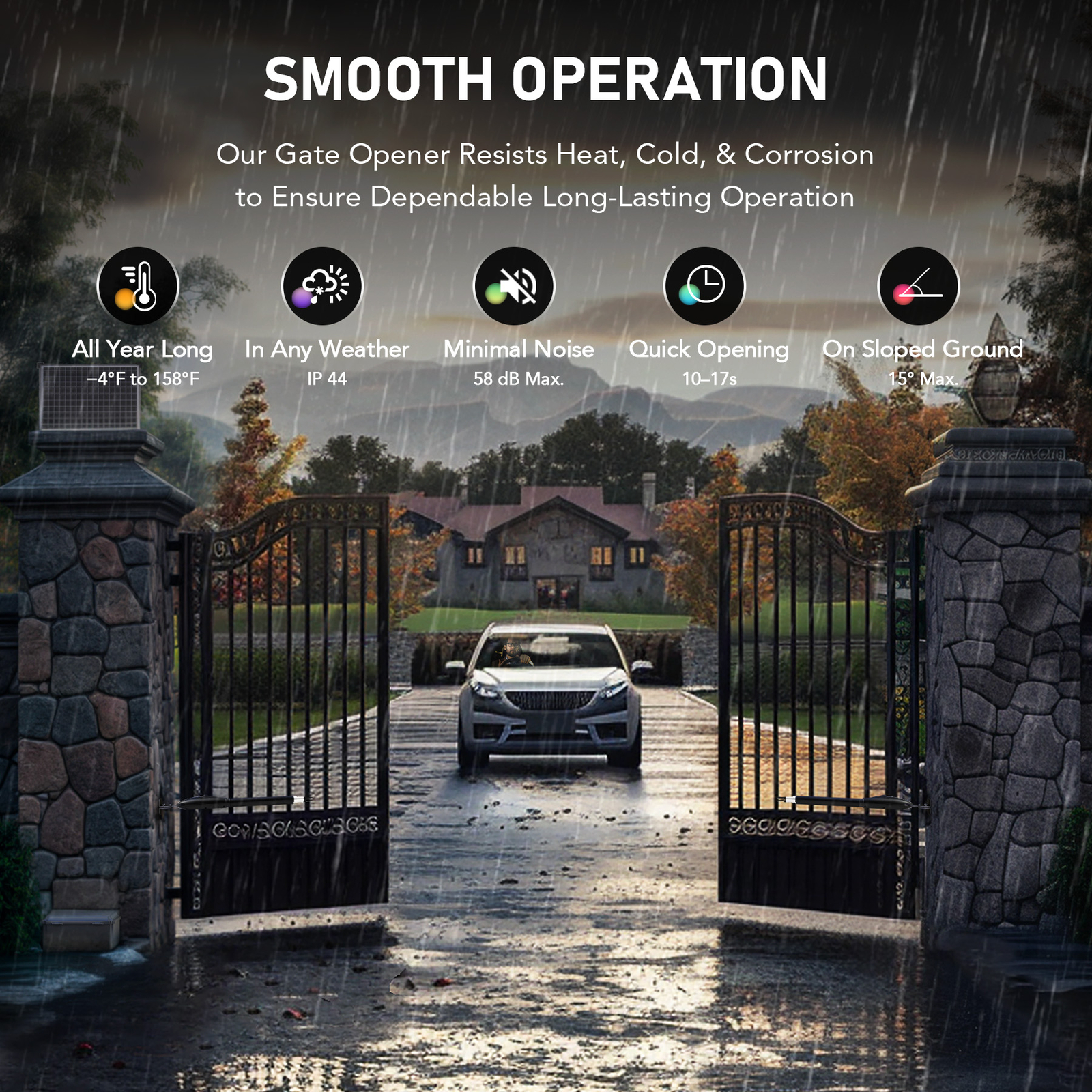 CO-Z Automatic Gate Opener Kit for Dual Swing Gate up to 660lb 5.9ft with Remote