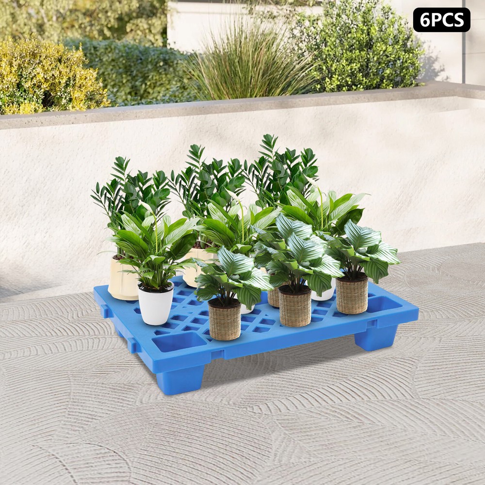 6Pcs Interlocking Storage Plastic Pallets Rectangular Pallets 100kg/220.46lbs