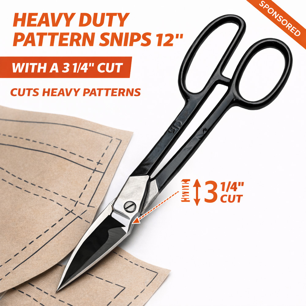 12" Heavy Duty Pattern Shears – Knife Edge High Leverage Steel Scissors