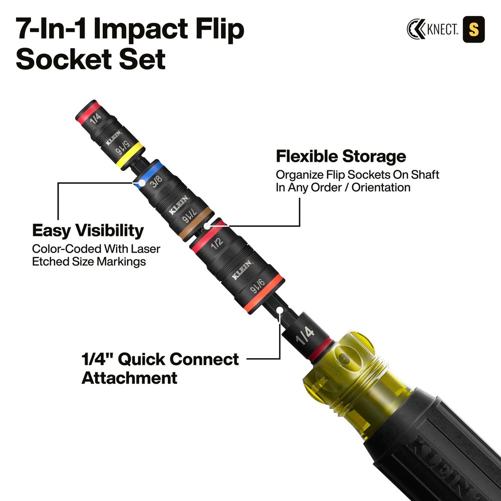 Klein Tools 65301KNECT KNECT Pass-Through and Flip Socket Starter Set, SAE