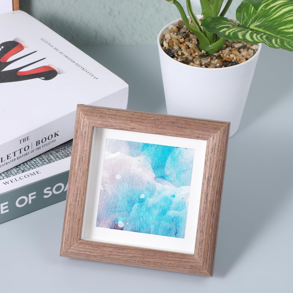 3.5x3.5 Shadow Box Picture Frame, Small Shadow Box Solid Wood Picture Frame S...