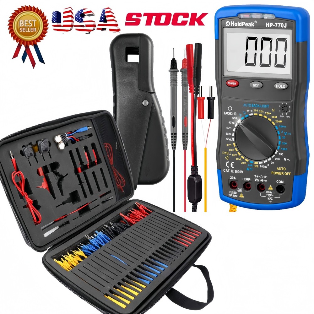 Automotive Multimeter Engine Analyzer & Clip Test Leads kit Probe Wire Break Set