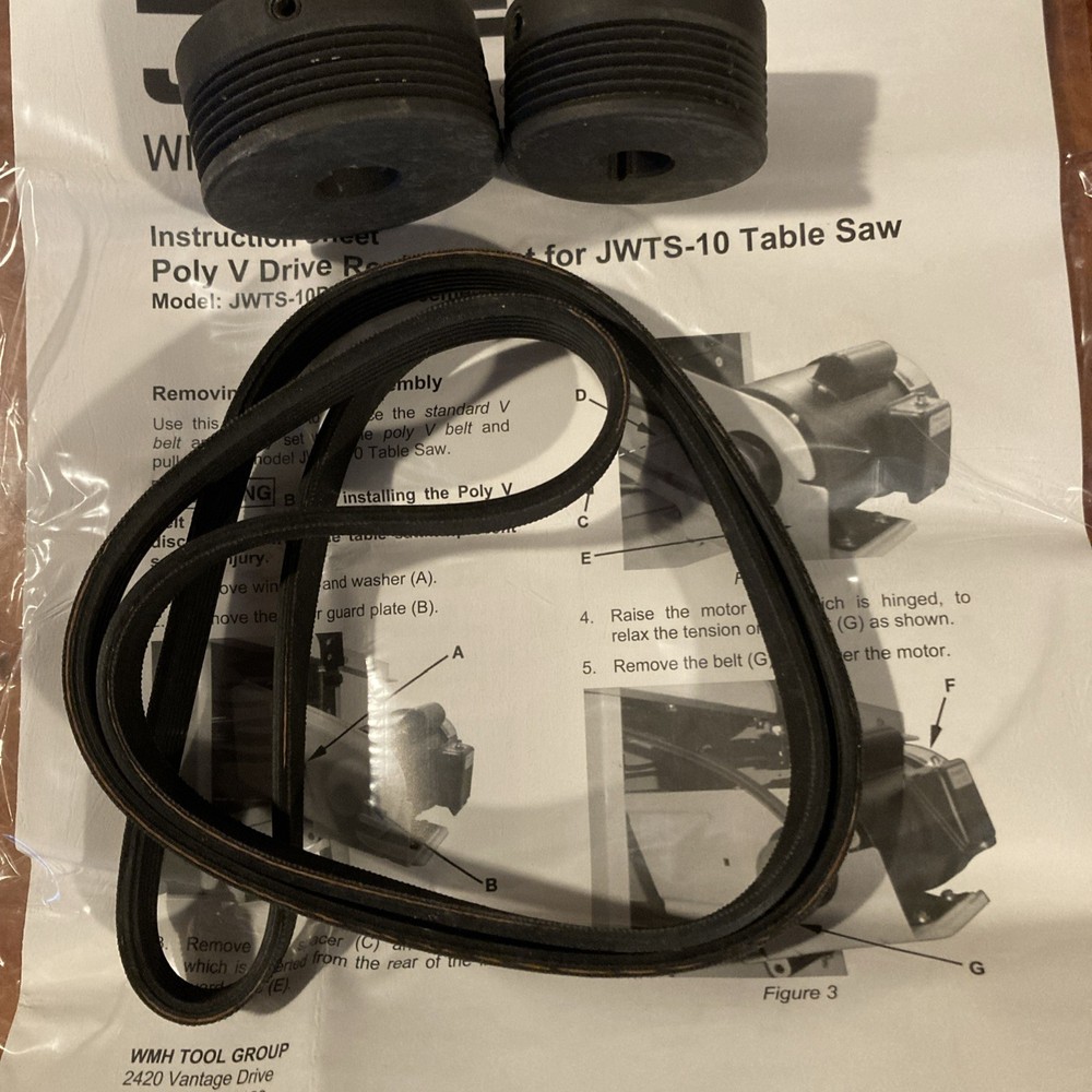 JET 10" Table Saw model JWTS-10 Poly-V Pulley System