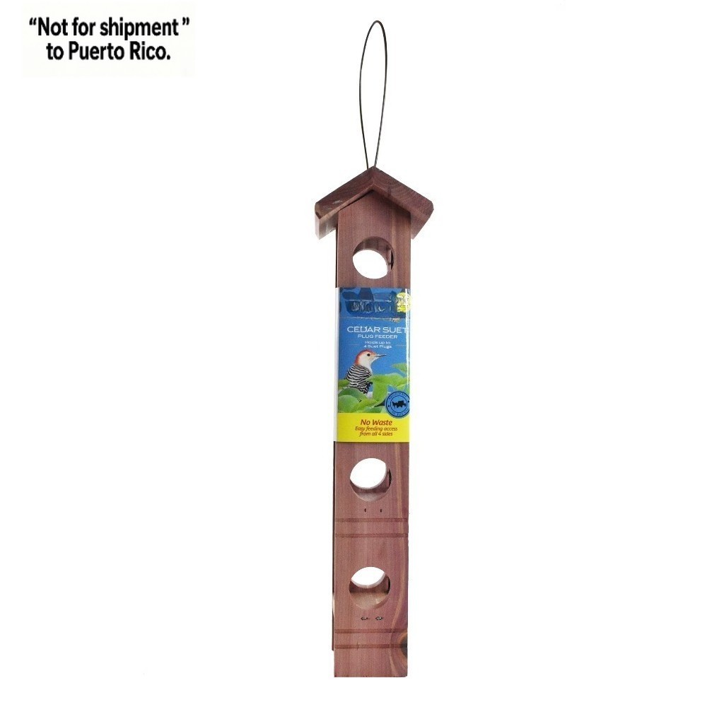 Red Cedar Wild Bird Suet Feeder, 4 Plug Capacity