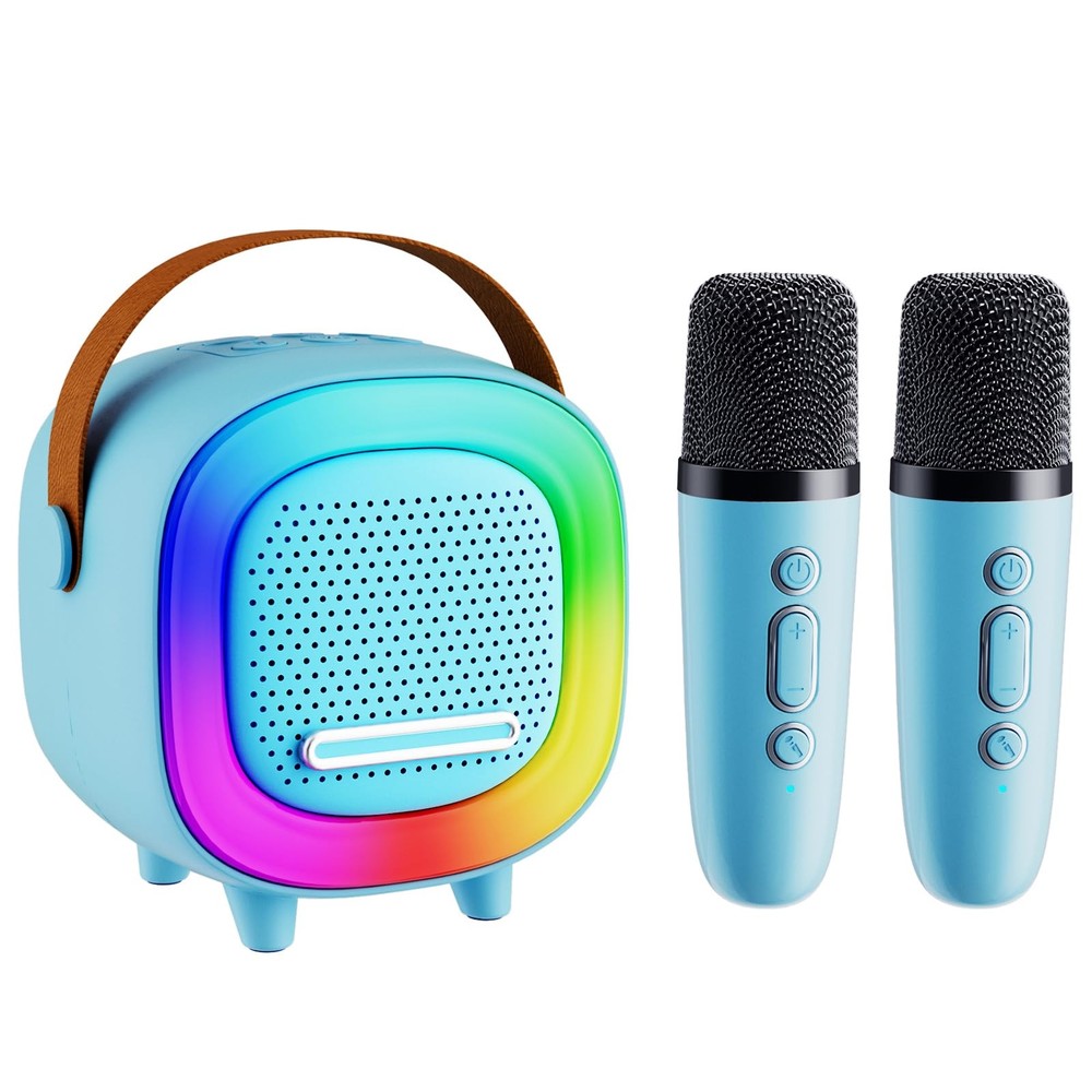 Mini Karaoke Machine Speaker for Adults, Portable Bluetooth with 2 Wireless M...