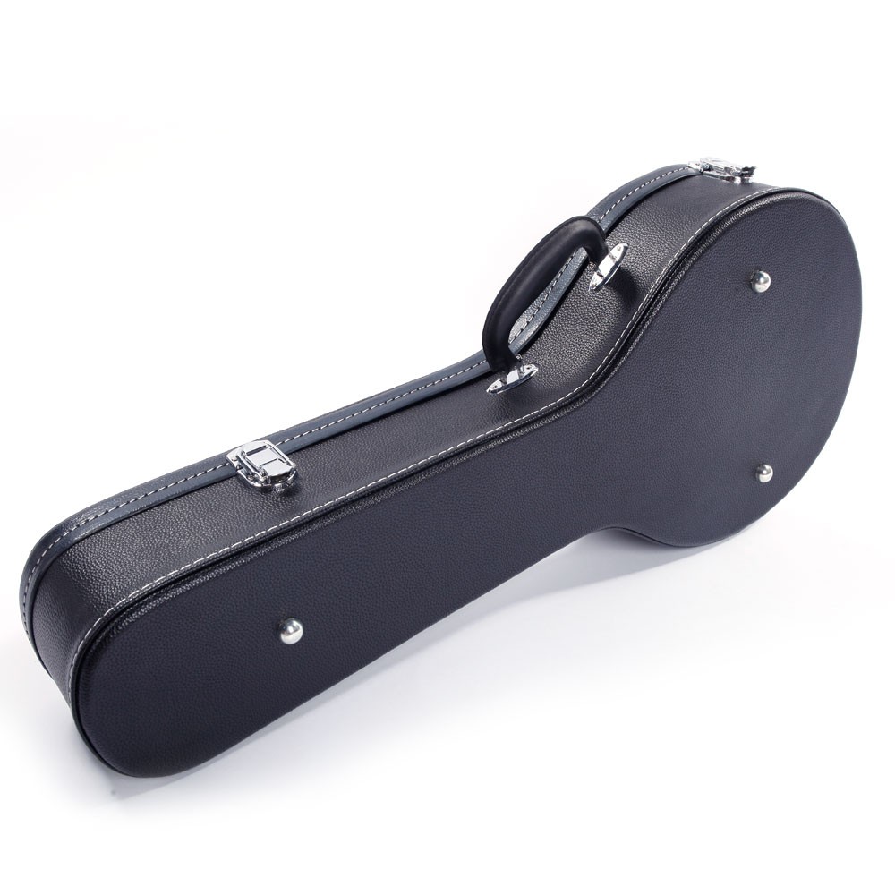 Hardshell A-Style Microgroove Pattern Leather Wood Mandolin Case Black