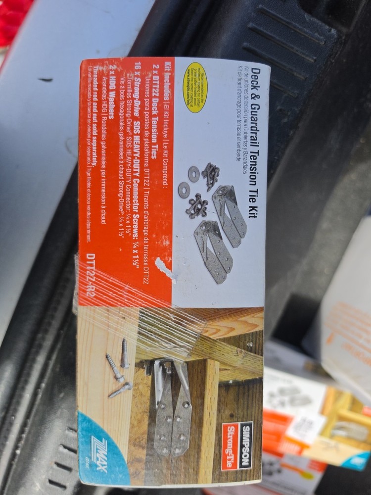 Deck & Guardrail Post Tension Tie Kit Steel Bracket & Hardware (2 tension ties)