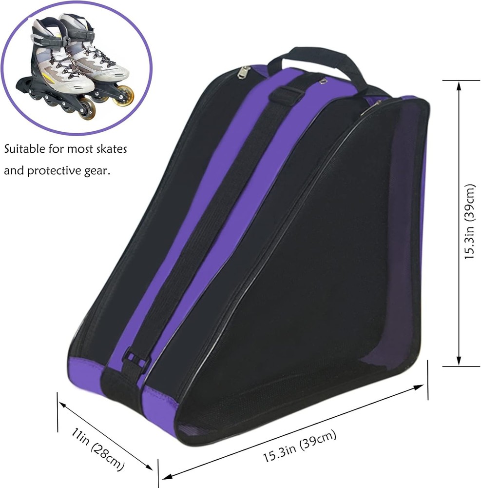 Versatile Skate Bag for Quad and Inline Skates - Large Purple Storage Solution