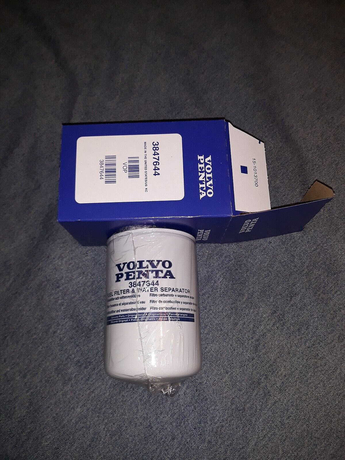 One (1) Genuine Volvo Penta Marine Engine Spin-On Fuel Filter 3847644 USA MADE