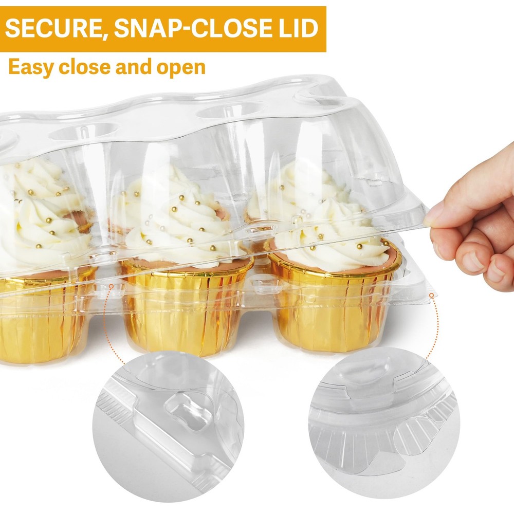LotFancy (6 Count x 10 Sets) Cupcake Containers, Clear Plastic