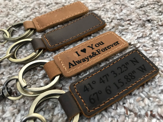 Personalized Keychain, Customized Leather Keychain
