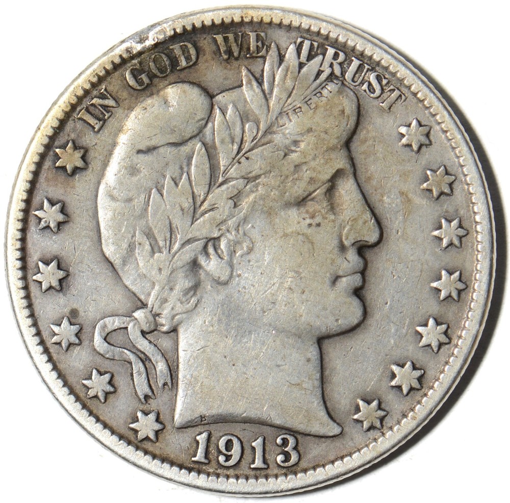 1913-D 50C Barber Half Dollar