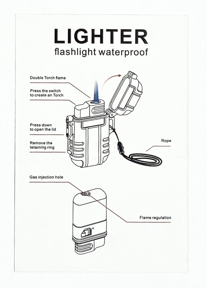Rechargeable Waterproof Flameless Lighter with LED Flashlight Windproof