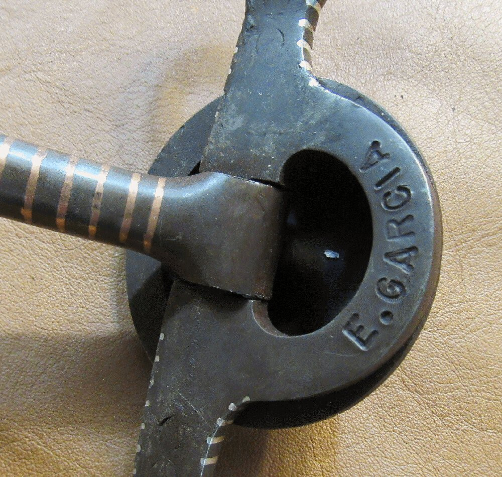 E Garcia Brown Flower Concho Shank Snaffle Silver Bit