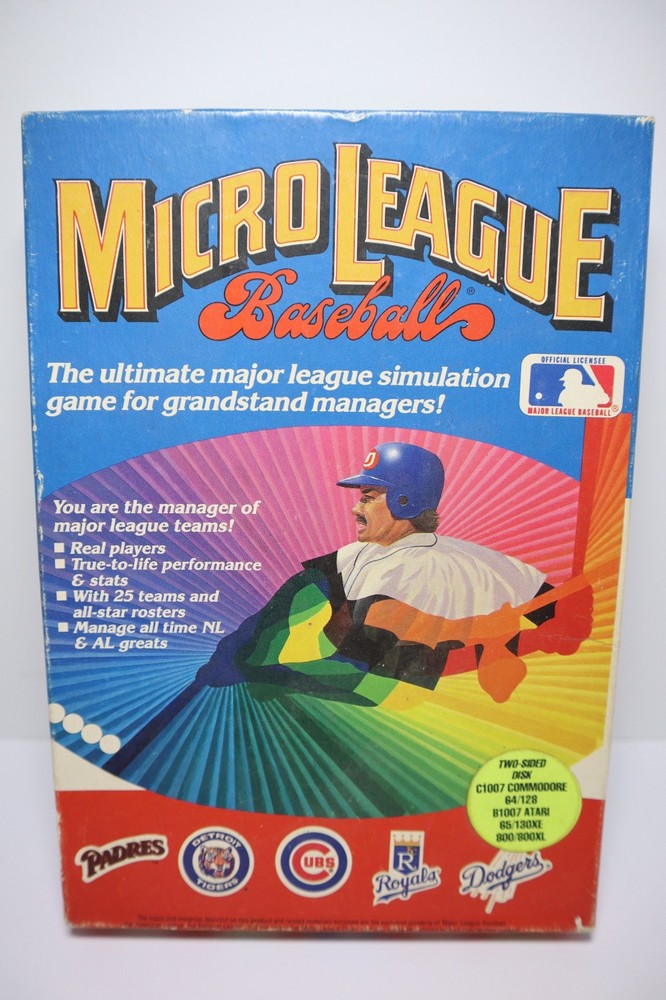 Atari 400/800 Computer & Commodore Micro League Baseball Game EXIB 5.25" Floppy