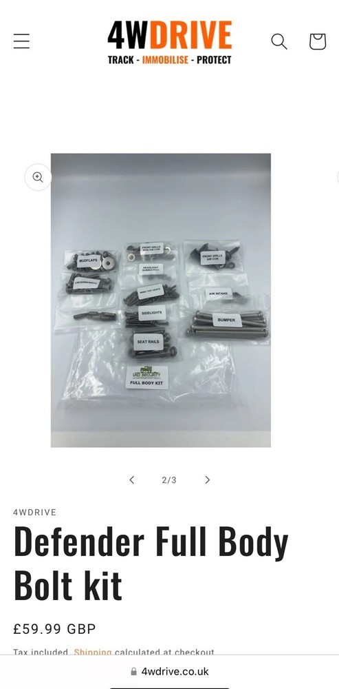 4WDRIVE - Defender Full Body Bolt kit