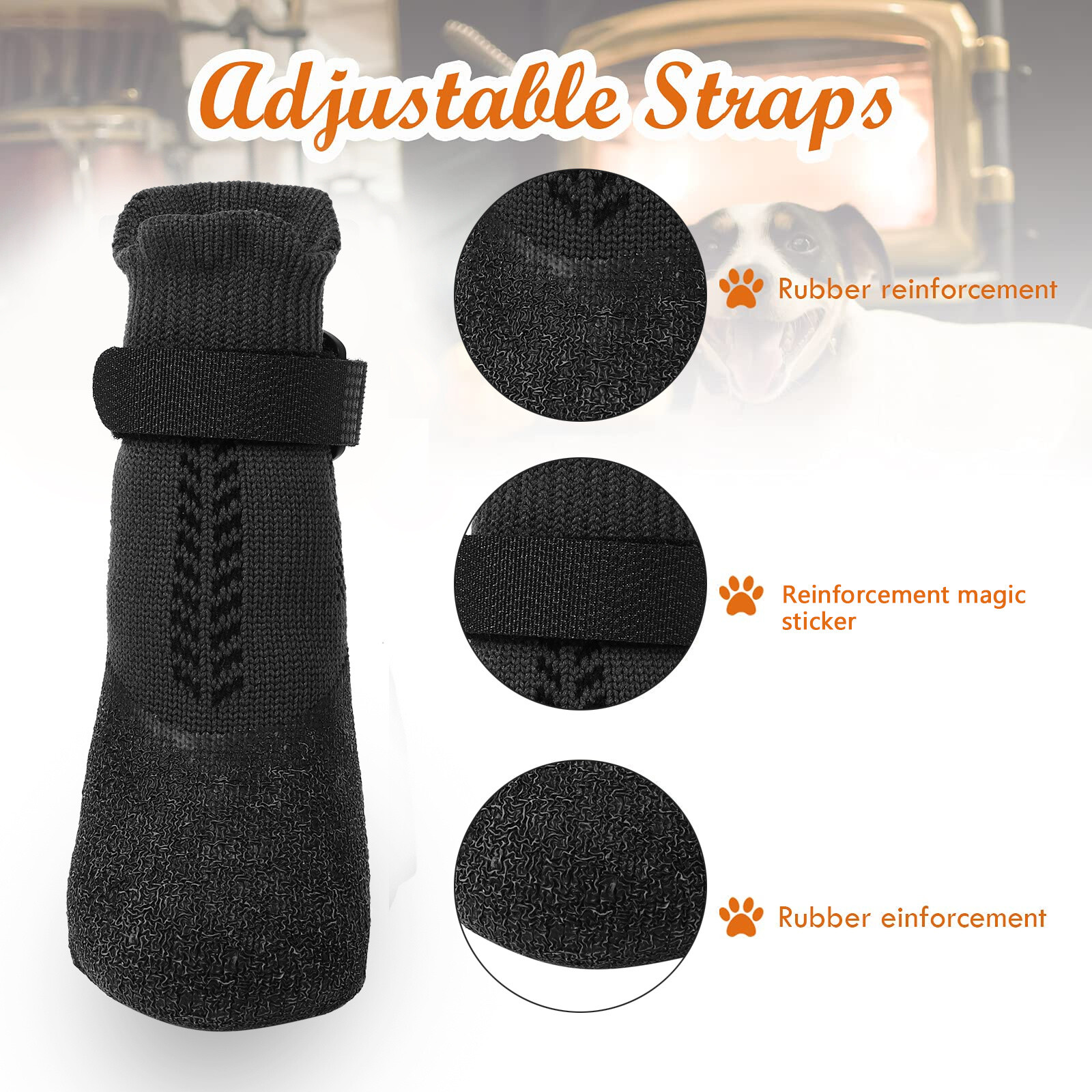 4pcs Anti Slip Dog Socks Outdoor Dog Boots Waterproof Dog Shoes Paw Protector