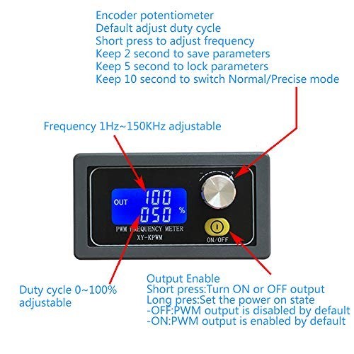 Adjustable PWM Frequency Generator 1Hz-150KHz, LCD Display, Square Wave Module