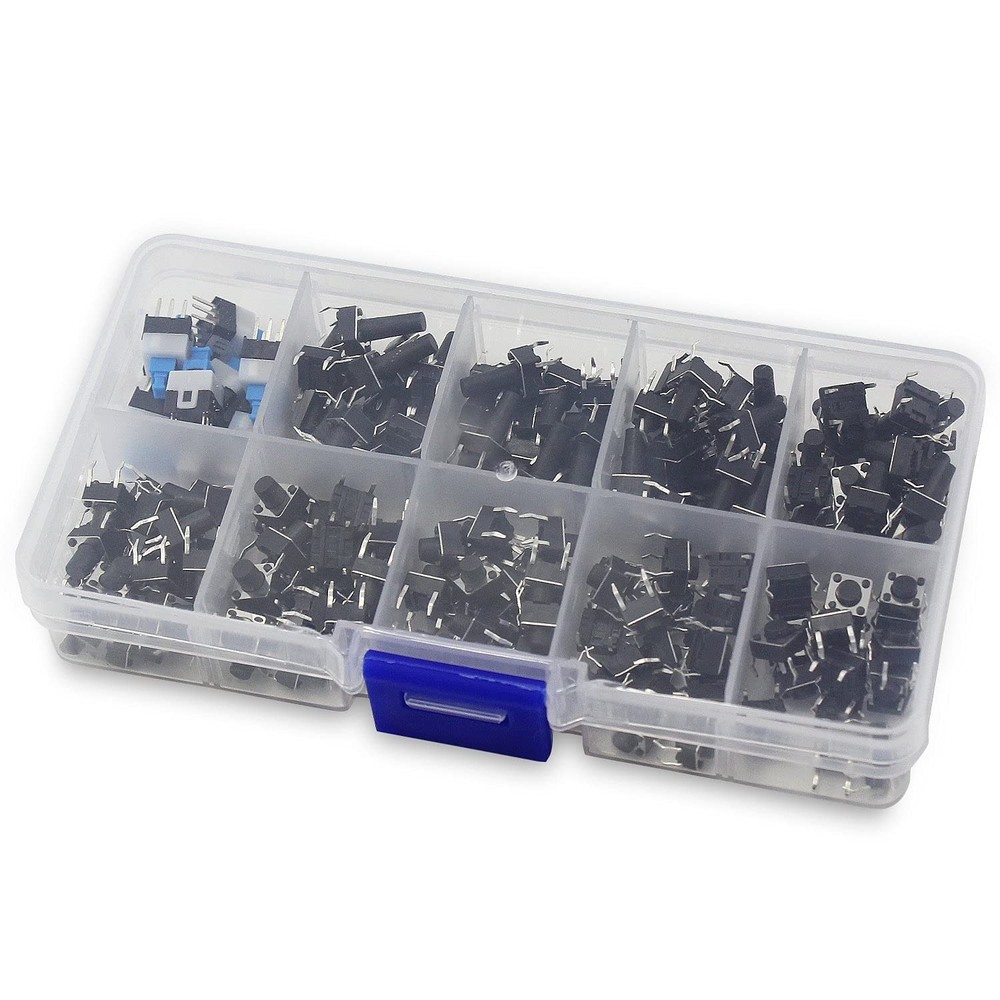 180Pcs Tactile Push Button Switch Assortment Kit, 10 Values 6x6mm 4-Pin Micro...