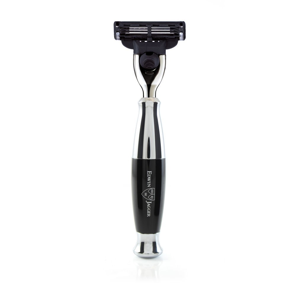 EDWIN JAGGER Ebony Handle Chrome Plated Gillette Mach3 Razor