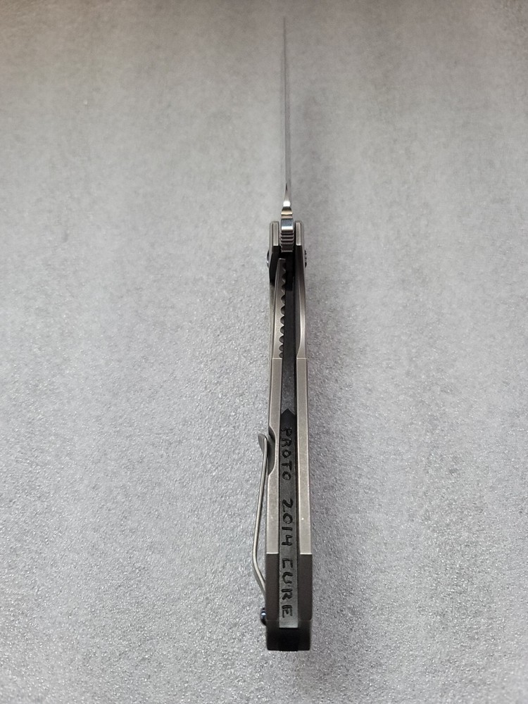 Peter Carey Custom Knives 2014 Framelock Cure Prototype, Tom Mayo MOP Pattern