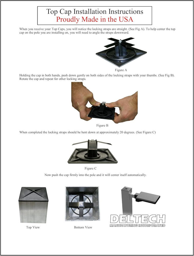 5" Square Light Pole Top Cap- Black Plastic by Deltech Manufacturing