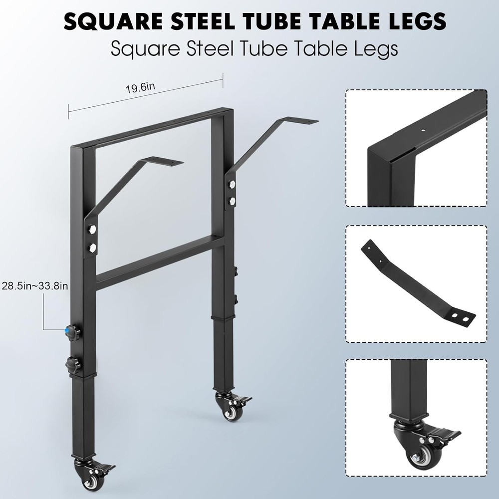 Industrial Strength Workbench Legs - Height Adjustable & Scratch-Free Mobility