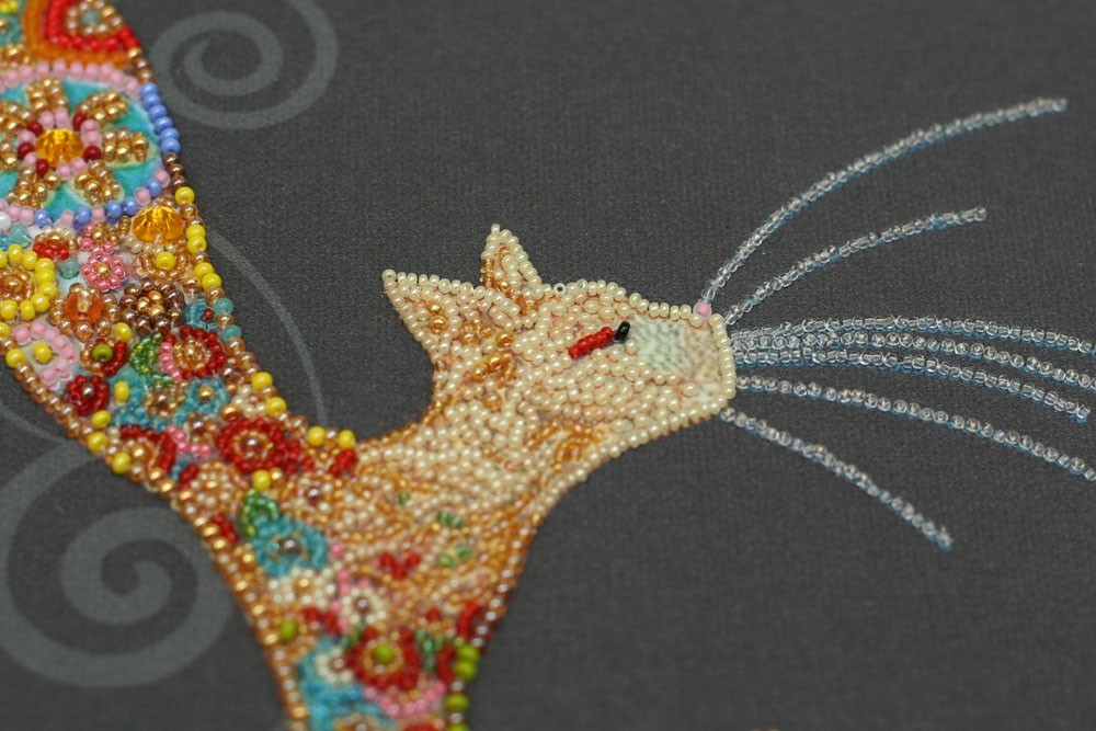 DIY Bead Embroidery Kit "Kitty" Beaded stitching needlepoint beadwork