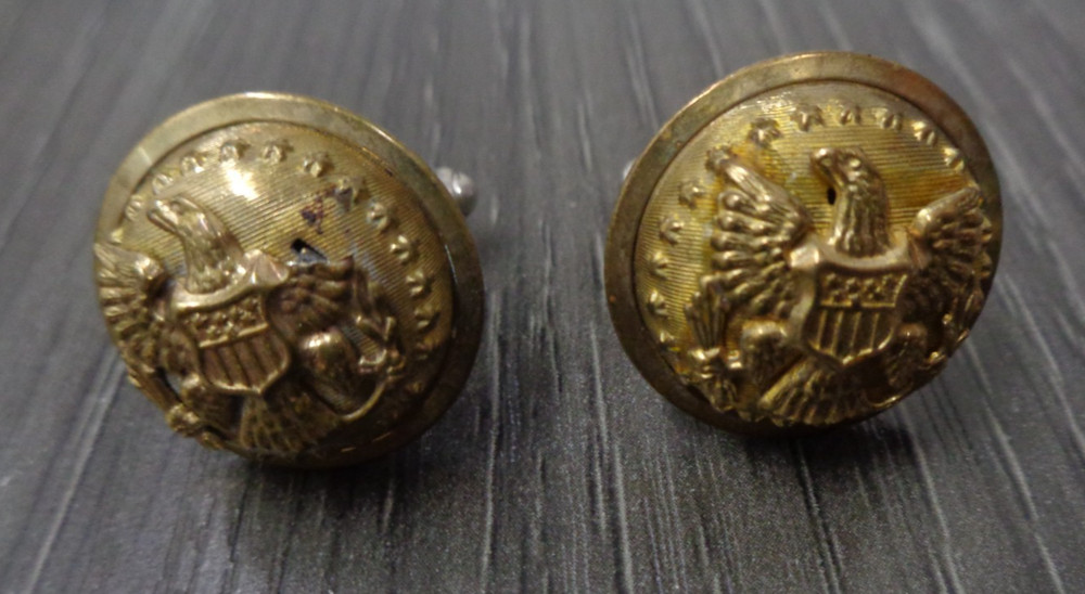 US MILITARY STAFF OFFICER Cufflinks Gold plated JOHN G HASS LANCASTER PA VINTAGE