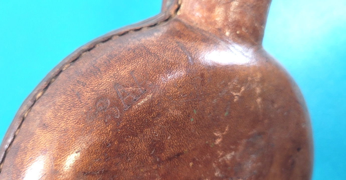 Vintage Military Glass Leather Canteen Decanter Flask + Regimental Markings