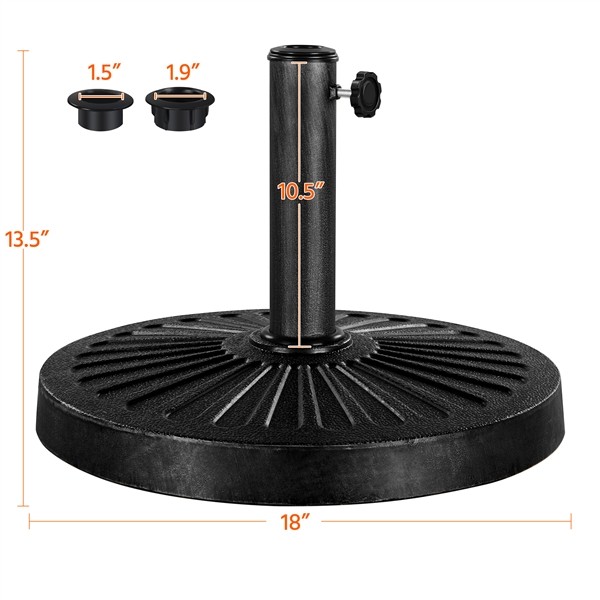 Round Patio Umbrella Base 30lbs 1.5″/1.9″ Outdoor Living Heavy Duty