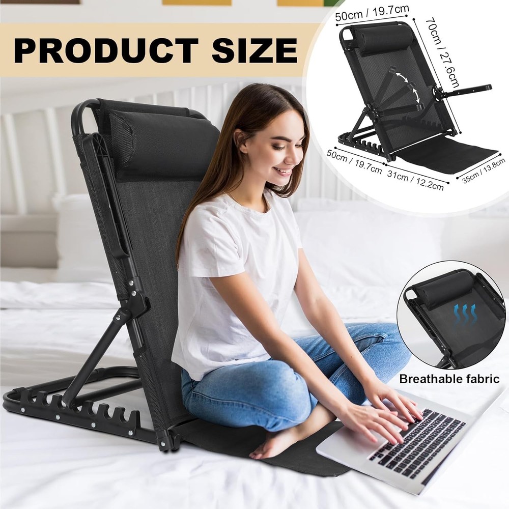 Adjustable Lifting Bed Backrest with Armrest Large Folding Bed Rest Sitting up