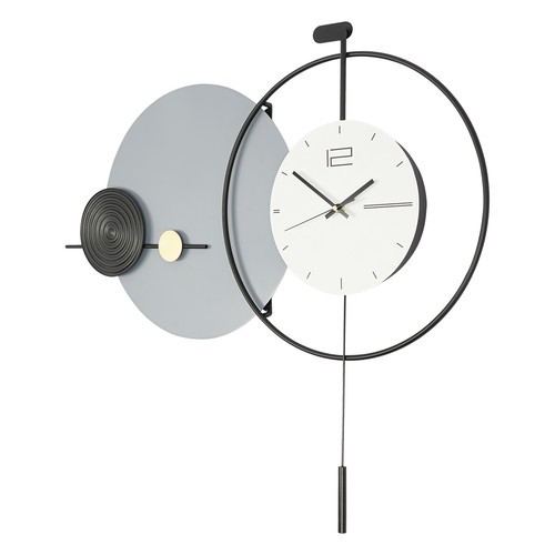 Modern Iron Wall Clock with Pendulum, Elegant Design for Home Decor