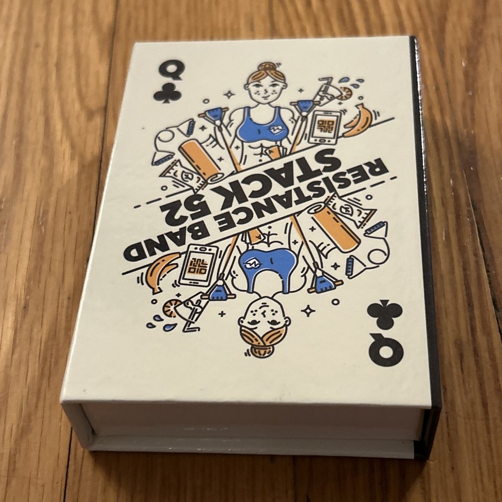 Stack 52 Resistance Band Exercise Cards Workout Game With Box