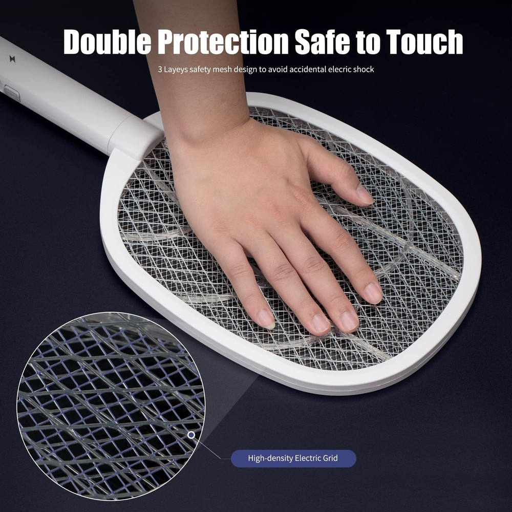 2-in-1 Electric Bug Zapper Racket, 2 Pack 3000V High Voltage LED Lighted Hand...