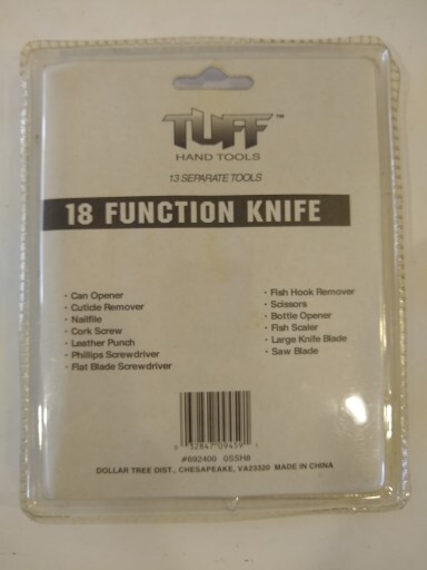 18 Function Red Tuff Tools - Pocket Knife w/ 13 Separate Tools.