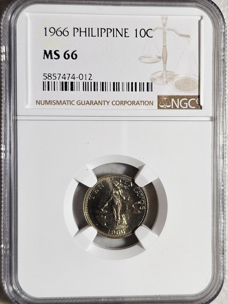 Philippines 10 Centavos 1966 NGC MS 66