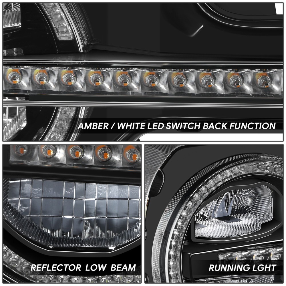 Black Start-up Sequential Switchback Full LED Headlights for 21-26 Ford Bronco
