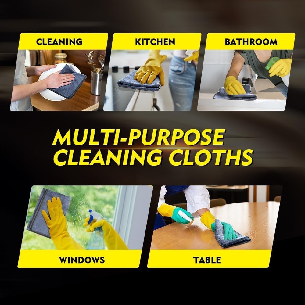12 Pack Machine Washable Microfiber Cloths - Ultra Absorbent & Durable 12.5”