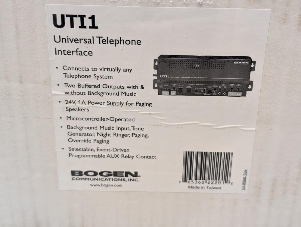 Bogen UTI1 Single Zone Paging Controller New - Open Box