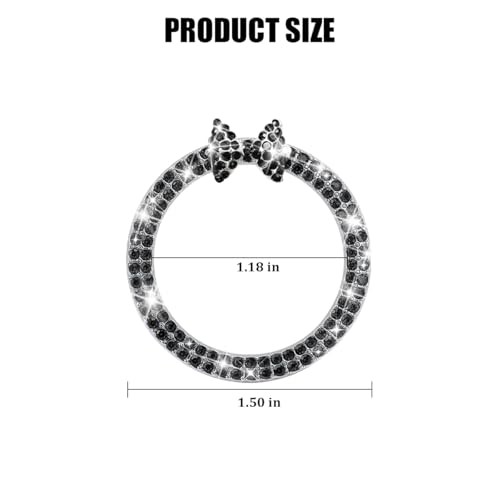 Bling Car Engine Start Button Ring, Bow Tie Rhinestone Vehicles Key Black