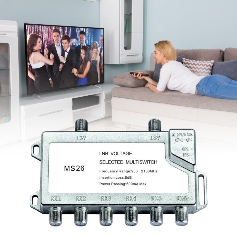 Alloy 2 Input 6 Output Satellite Signal Switcher For Multiple Receiver Systems