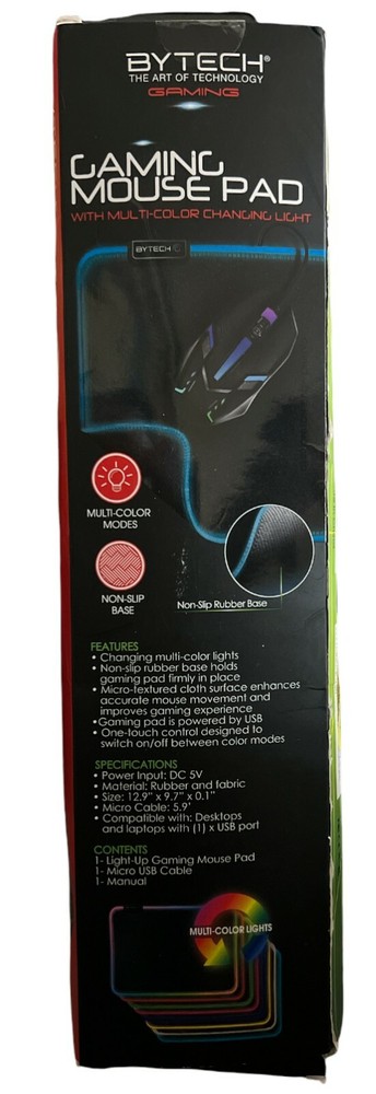 Bytech Gaming Mouse Pad with RGB Lighting - Black