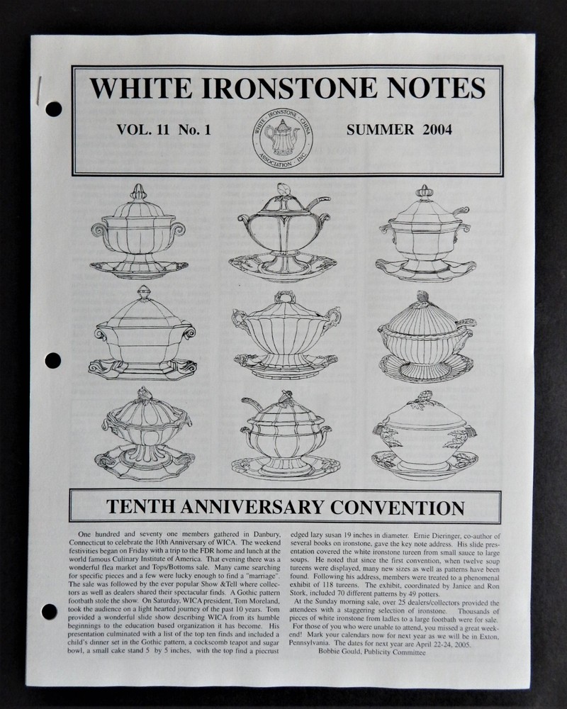 White Ironstone Notes Volume 11 2004 Including Tureens An Identification Guide