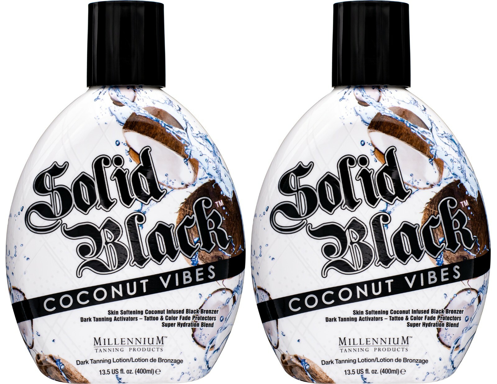 Millennium Tanning SOLID BLACK COCONUT VIBES Coconut Infused Bed Lotion - 2 Pack